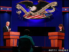 Sarah Palin did manage to keep Joe Biden on the defensive in the debate - source: BBC News